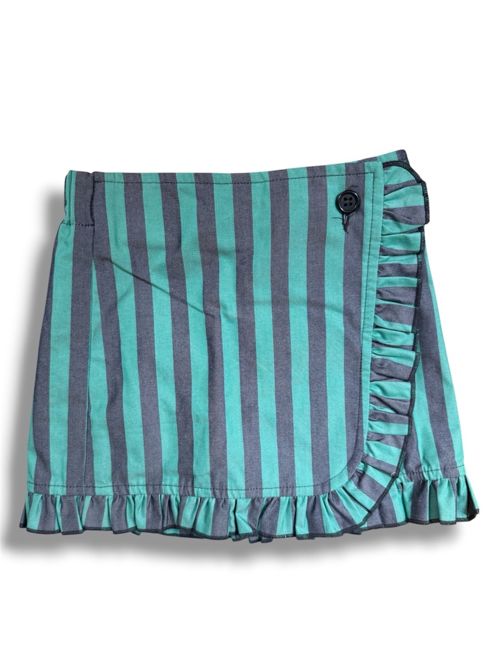 Burberry Teal and Navy Striped Ruffle Wrap Skirt. BNWOT. Brand New.
